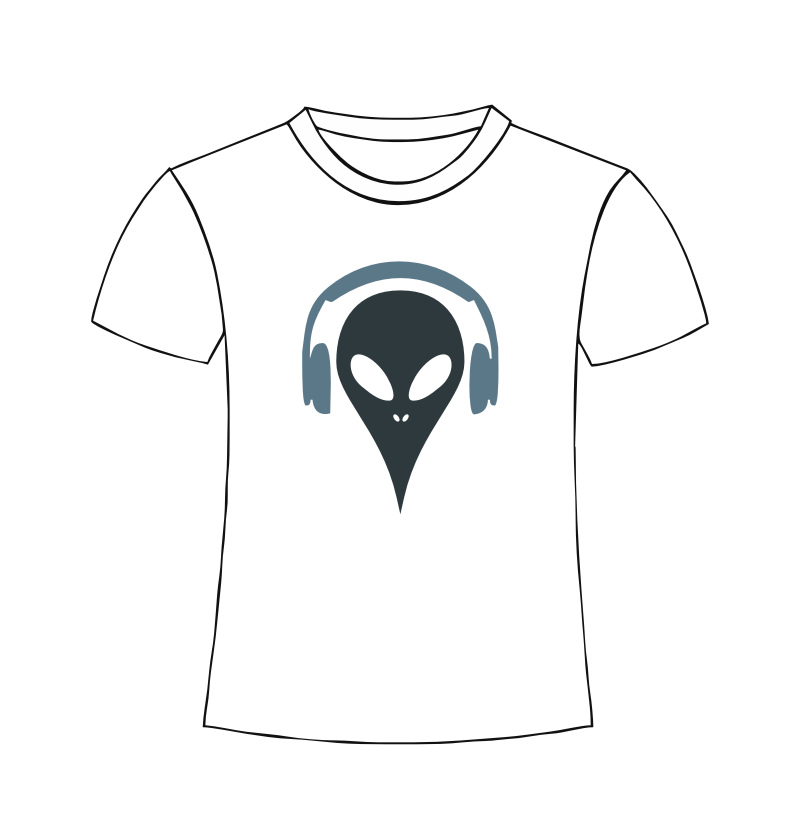 Weißes T-Shirt für Männer und Frauen mit Alien Kopf