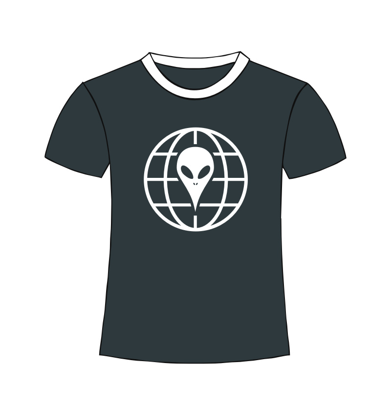 Schwarzes T-Shirt mit Alien Erde