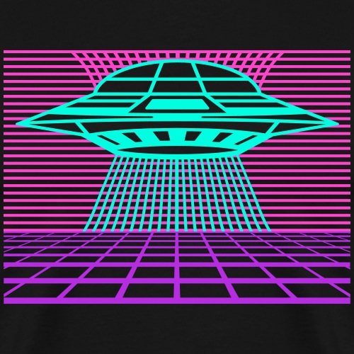 Retro Style UFO Simulation Vintage Kleidung kaufen auf dem 80er Jahre Shopping Planeten einer fernen Galaxie für Aliens, Damen und Herren