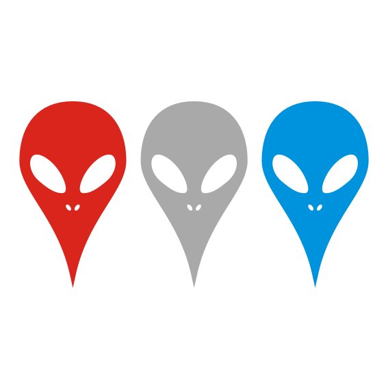 Alien Caps und Mützen Motive Design Style Aliens und UFOs Shop Drei Alien Köpfe